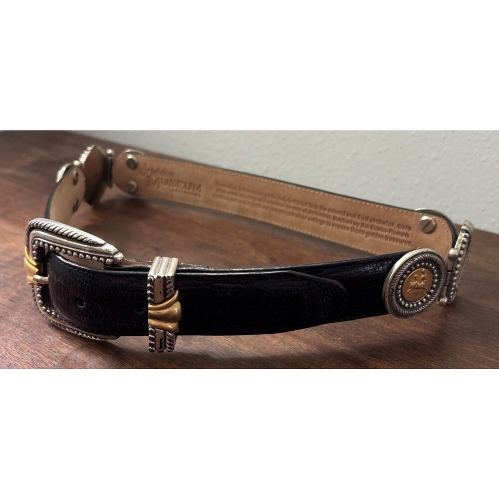 Brighton Museum Collection Greco-Roman Coin Black Leather Belt Size Small 37903